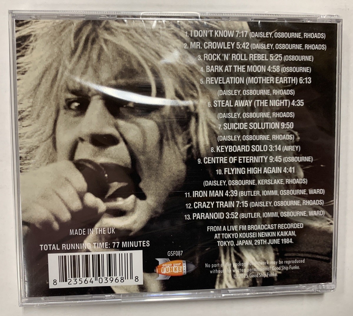 Ozzy Osbourne - Tokyo Solution Japanese Broadcast 1984 CD 2025 UK