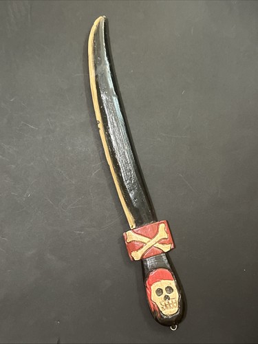 Altes bemaltes geschnitztes Piratenschwert aus Holz Wandbehang Deko