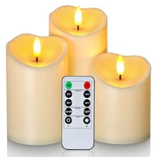 LED Candles with Remote Timers - Battery Operated, Electric Fake Plastic, Dar...