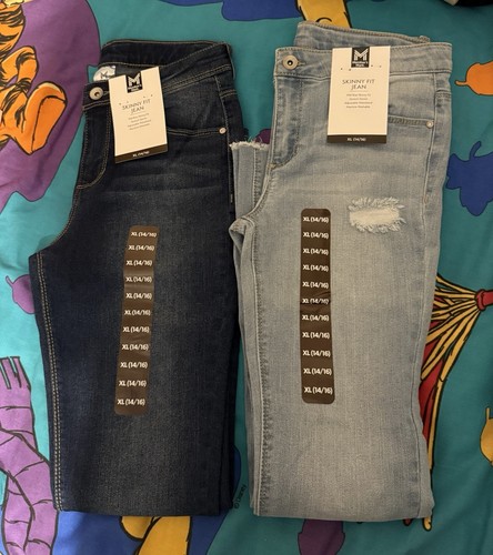 BNWT GIRL'S LOT OF (2) PAIRS MEMBER'S MARK SKINNY FIT JEANS SIZE XL 14/16 - Picture 2 of 3