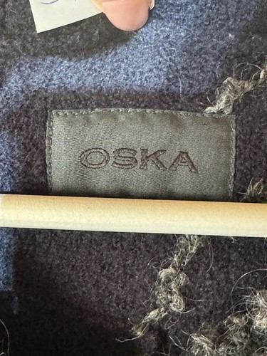 Oska Jacket Womens Size 2 12 14 Black Wool Raw Edge Detailing Side Pockets - Picture 4 of 13