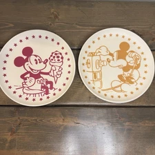 Daiso Disney Plates 7” Set Of 2 Mickey Mouse With Camera And Ice Cream