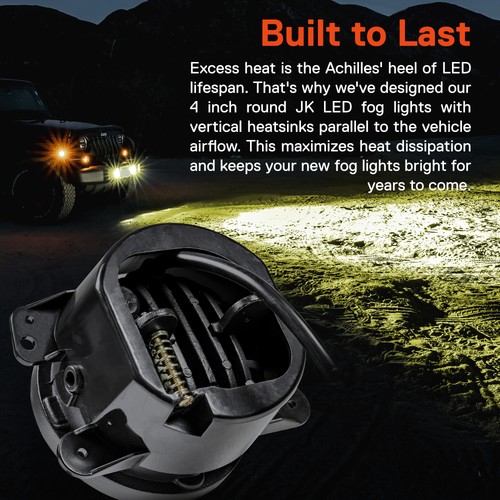 07-18 Jeep Wrangler JK JKU 18+ JL JT Rubicon Sahara Front Bumper Amber Fog Light - Picture 4 of 8