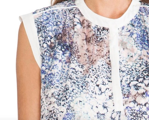 Rebecca Taylor Feathered Meadow Top Blouse Size 10 Multicolor Silk New $275 Tag - Picture 5 of 12