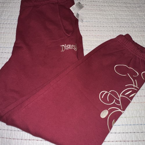 NWT Disneyland Resort Size M Adult Burgundy, Sweatpants Embroidered - Picture 10 of 18