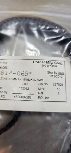 Qty 2 Dorner 814-065 Conveyor Timing Belt, HTD, 5mm Pitch, 15mmx475mm - Picture 3 of 4