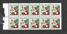 US WX55 CHRISTMAS SEAL 1930 SANTA BOOKLET PANE OF 10 MINT NH OG FREE SHIP
