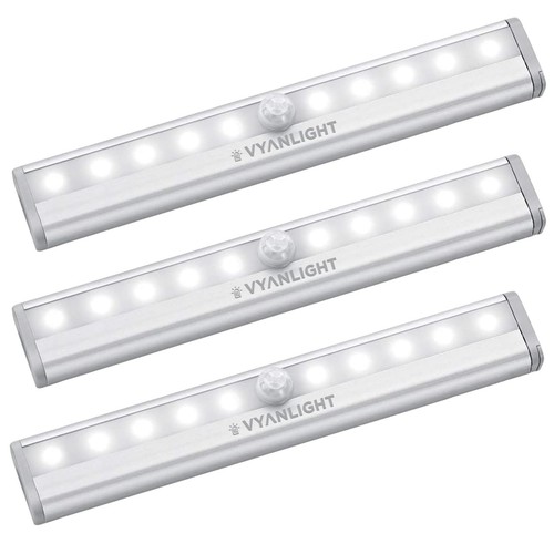 Motion Sensor LED Under Cabinet Lights, 10 LED Light Strips for Closet, Kitch...