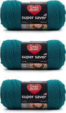 Super Saver Real Teal Yarn - 3 Pack of 198G/7Oz - Acrylic - 4 Medium Worsted -