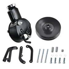 Saginaw Power Steering Pump & 2 Groove Pulley &Bracket Kit For Chevy SBC LWP 350