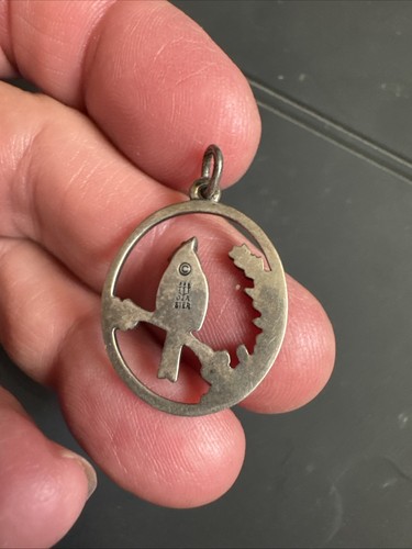 CIONDOLO PENDENTE OVALE UCCELLINO CARDINALE ARGENTO 925 ARGENTO STERLING HTF James Avery in pensione - Foto 5 di 5