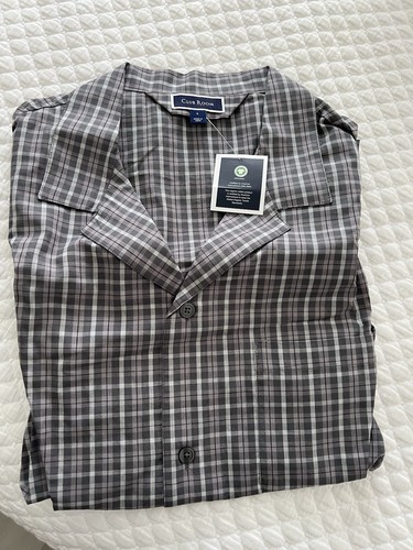 Club Room Men's 2-PC Sleep Set Size 100% Organic Cotton Plaid Pajama NEW - Sz L - Picture 2 of 10