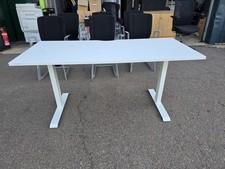 Freestanding White Office Desk with Fixed Height Metal Frame - 160 x 70cm