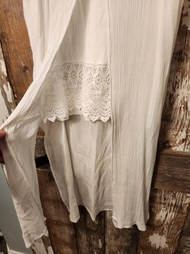 Hayden Los Angeles Boho Strappy Cropped Tank W Flowy Duster Small White - Bild 3 von 9