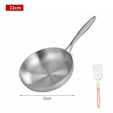 22-28CM Stainless Steel Frying Pan Nonstick Pan Fried Steak Pot Uncoated Kitchen