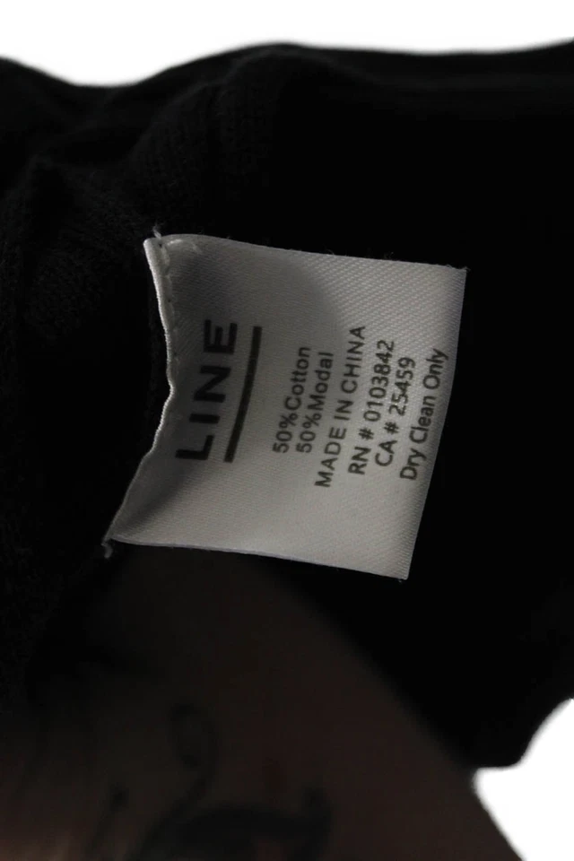 Cárdigan largo acanalado delantero abierto cuello redondo suéter negro talla M Line para mujer Foto 4 de 4