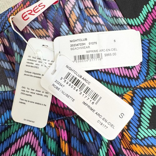 Eres Nightclub Arc-en-Ciel Silk Satin Minidress Rainbow Print NWT Size S - Picture 11 of 15
