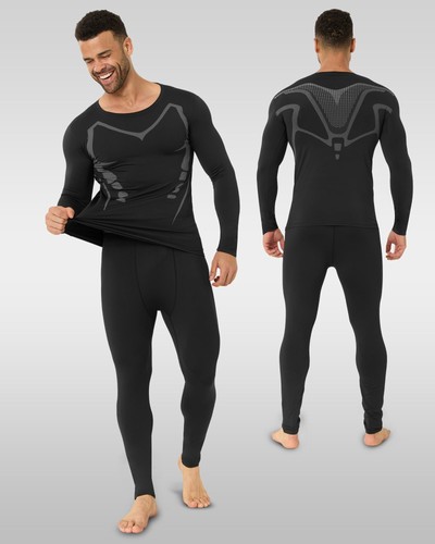 Men's Thermal Underwear Set Heated Base Layer Top & Bottom with Fleece Lined,... - Picture 2 of 6