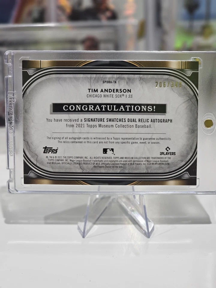 2021 Topps Museum #206/349 - Single-Player Dual Relic Autographs Tim Anderson - Image 2 of 2