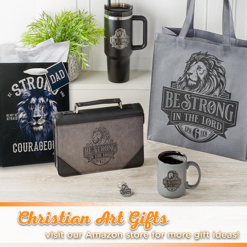 Christian Art Gifts Gift Bag/Tissue Paper Set Strong And Courageous Joshua 1:... - Picture 5 of 8