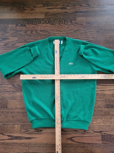 Vintage IZOD Lacoste Green Cardigan Sweater Crocodile Preppy Grandpa. Size XL. - Picture 7 of 14