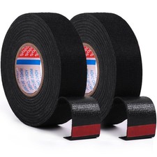 2 Rolls Black Cloth Tape for Automobile Electrical Wire Harnessing, 15Mm X 50Ft