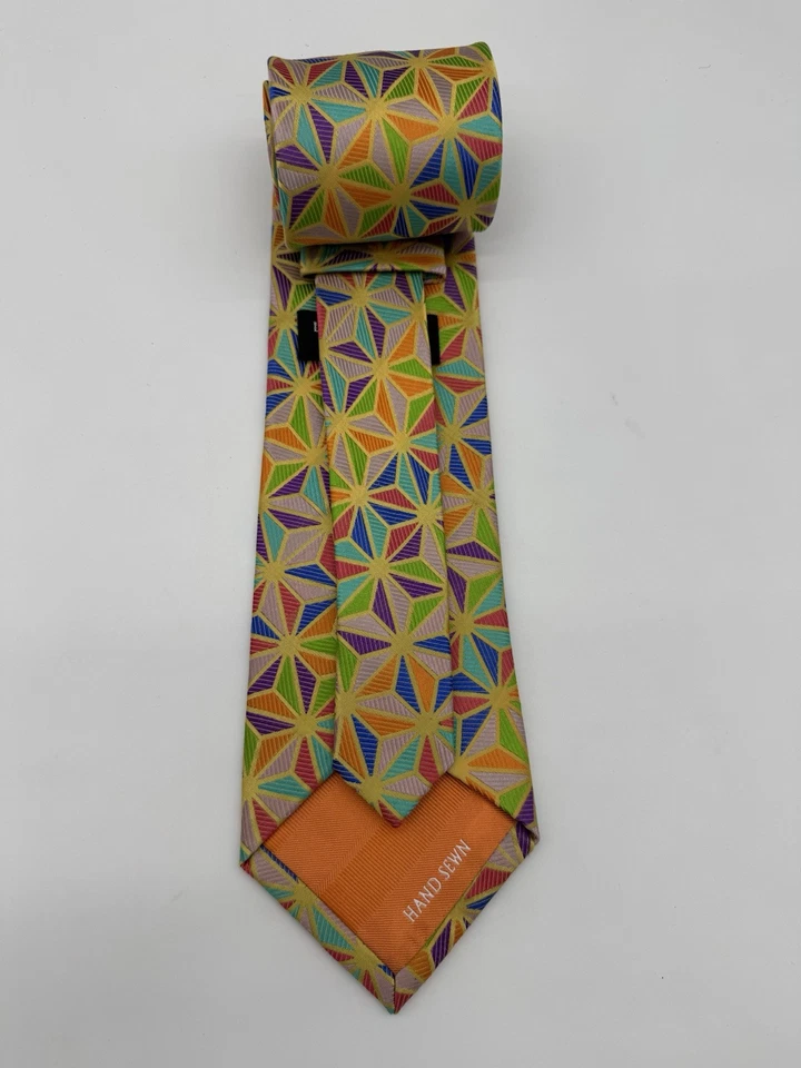 Corbata Lawrence Ivey estrella geométrica seda cosida a mano corbata de lujo Foto 4 de 4