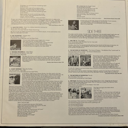 THE 1969 WARNER / REPRISE SONGBOOK VINYL 2 LP OOP FRANK ZAPPA & WILD MAN FISCHER - Picture 19 of 21