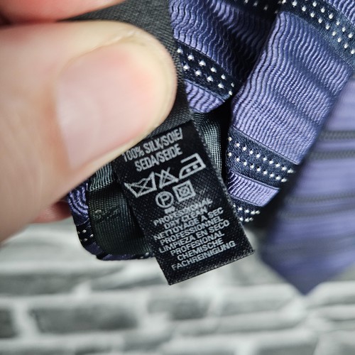 Corbata de seda italiana a rayas moradas de San Miguel vintage de Marks & Spencer - Imagen 9 de 9