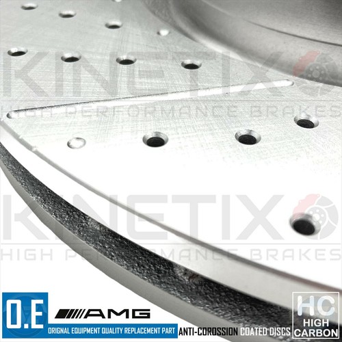 FOR MERCEDES BENZ A45 CLA45 GLA45 AMG FRONT REAR DRILLED GROOVED BRAKE DISCS SET - Picture 7 of 11
