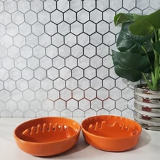 Vintage GES Line Orange Ashtrays Melamine MCM Set of 2