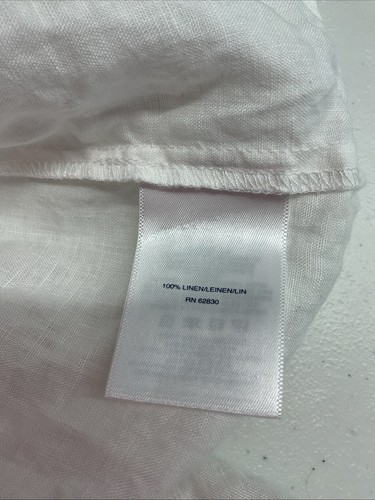 Camicetta donna Lands End bianca ricamata 100% lino taglia 26W boxy manica corta - Foto 8 di 10