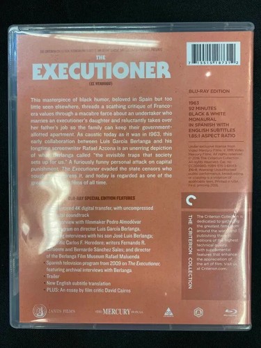 The Executioner (Blu-Ray Disc, 2016, Criterion Collection) Disc Is Mint - Picture 3 of 3