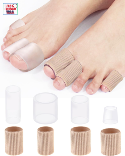 16PCS Silicone Toe Sleeves Gel Corn Toe Protectors Toe Tube Cushions with 4 Size