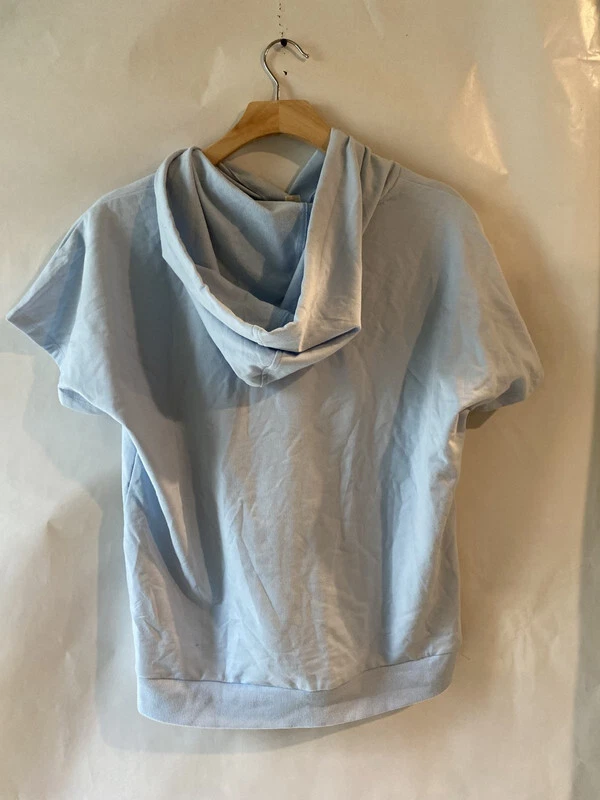FELPA CON CAPPUCCIO MICHAEL KORS BASICS DONNA BLU PASTELLO MANICA CORTA TAGLIA M