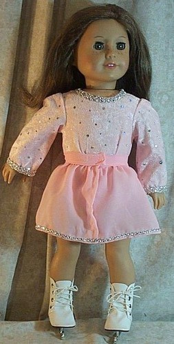 Doll Clothes Girl fit Girl 18" inch Ice Skate-Dance Leotard Peach Rhinestones
