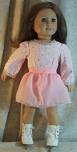 Doll Clothes Girl fit Girl 18" inch Ice Skate-Dance Leotard Peach Rhinestones   - Picture 1 of 1