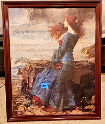 Miranda-The Tempest Framed Painting Portrait Format 33 X 27 John W. Waterhouse - Picture 6 of 7