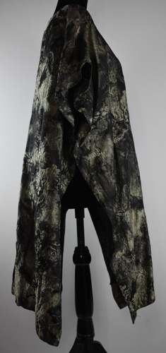 eskandar 0/S One Size Open Front Vest Jacket Floral Textured Oversized Lagenlook - Picture 7 of 21