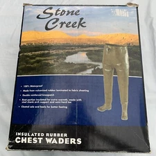 STONE CREEK A-C001 CHEST WADERS Boot Foot Insulated Rubber Moss Green Size 10