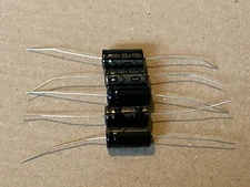 5 New Supertech 22 uf 100v Axial Capacitors Guitar Tube Amp & Stereo Caps (Qty)