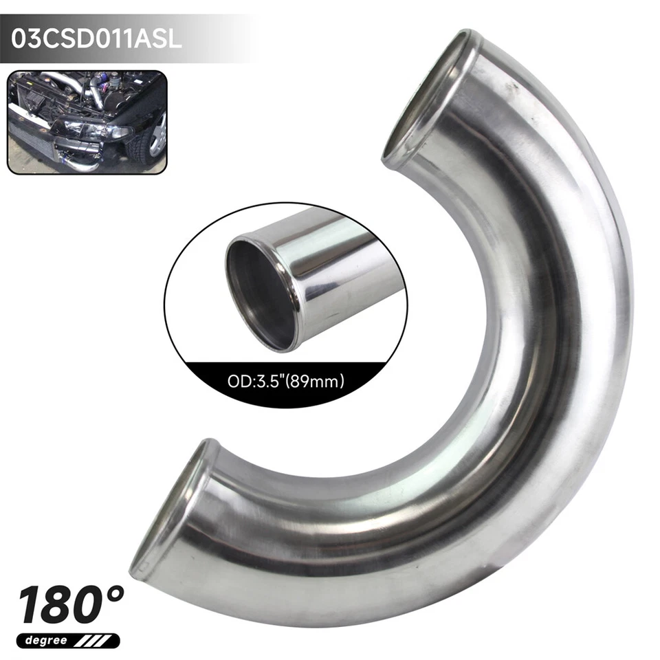 Tubería de 180 grados 3,5" pulgadas 89 mm intercooler turbo admisión tubería de aire Foto 2 de 4