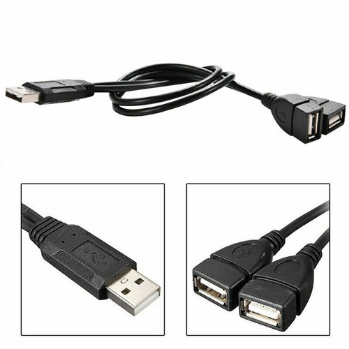 1X USB 2.0 A Male To 2 Dual Female Jack Y Splitter Hub Adapter Power R6J6 - Afbeelding 4 van 10