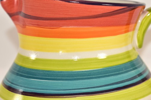TABLETOP GALLERY HAND PAINTED STRIPES PITCHER 8" - Picture 4 of 7