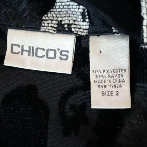 80's Chico's Blazer 2 Large Black Jacket Shacket Jacquard Tapestry Abstract - Picture 3 of 8