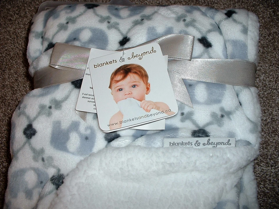 Blankets & Beyond Baby Elephant Sherpa Fleece Pink Blue and Gray Infant NWT VHTF - Image 3 of 4