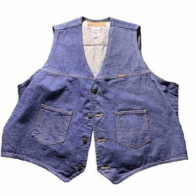 WRANGLER × KEBOZ DENIM VEST Wrangler Denim Vest Mens XXL USA Blue Western Cowboy