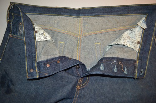 Red Monkey RMC Herren Back Pocketless Distressed Dark Blue Denim Jeans Gr. 38x32 - Bild 4 von 12