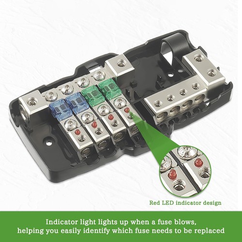 Fused Power Distribution Block Car Audio MIDI(Mini-ANL) Fuse Block 12V 0/4 Gauge - Picture 4 of 6