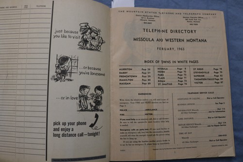 1963 FEBRUARY MISSOULA AND WESTERN MONTANA TELEPHONE DIRECTORY - K 329 - Picture 3 of 12